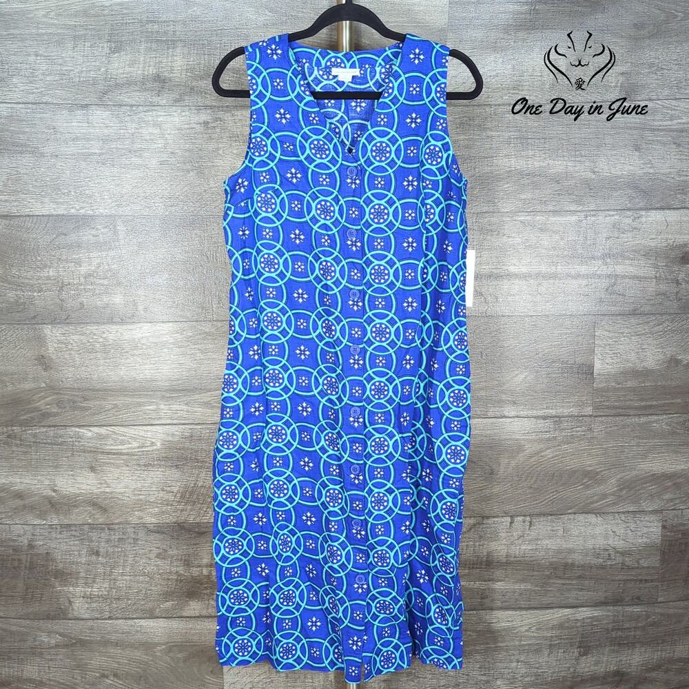Liz Claiborne Linen Sleeveless Button Front Dress Size S